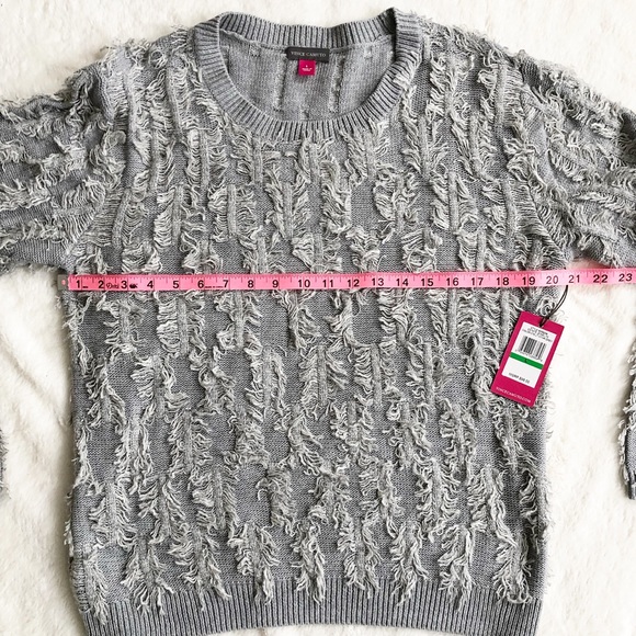 Vince Camuto | Grey Fringe Crewneck Sweater *NWT* - Picture 7 of 8